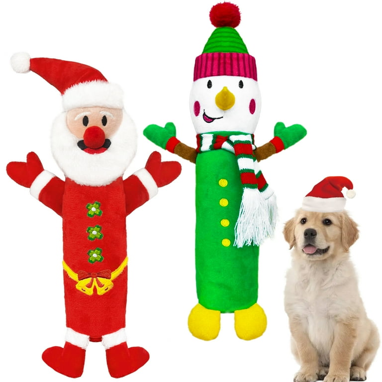 2 Pack Christmas Dog Toys Dog Gifts for Christmas Crunchy Water Bottle Dog Toy with Crinkle Paper No Stuffing Squeaky Dog Toys for Medium and Large