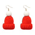 thumbnail image 1 of (2 Pack) Christmas Earrings - Cute Wool Knitted Hat Design with Ear Hook for Festive Celebrations and Holiday Cheer, 1 of 8