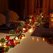 Aship 2Pcak Christmas Garland with Lights 5.7FT Pre-Lit 20LED Battery Operated Lighted Garland with 8 Modes & Timer Memory for Front Door Fireplace Stair Table Porch