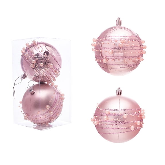 2-Pack Christmas Glitter Finish Plastic Ball Ornaments - Shatterproof, Durable Decorations for Tree, Wreath, Garlands, Mantel, Window Displays