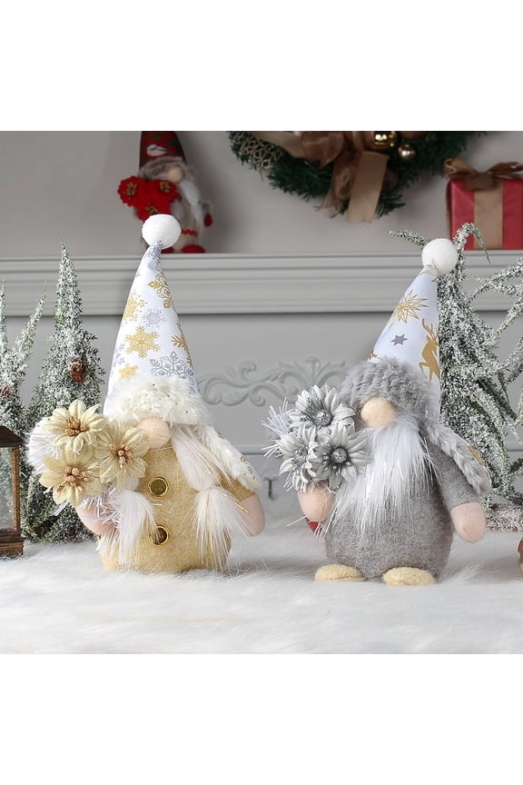 2 Pack Christmas Gnomes Decorations ,Santa Claus Ornaments ,Gnome Christmas Decor Indoor Santa Tomte ( Gold Silver A Pairs - 11 Inches)