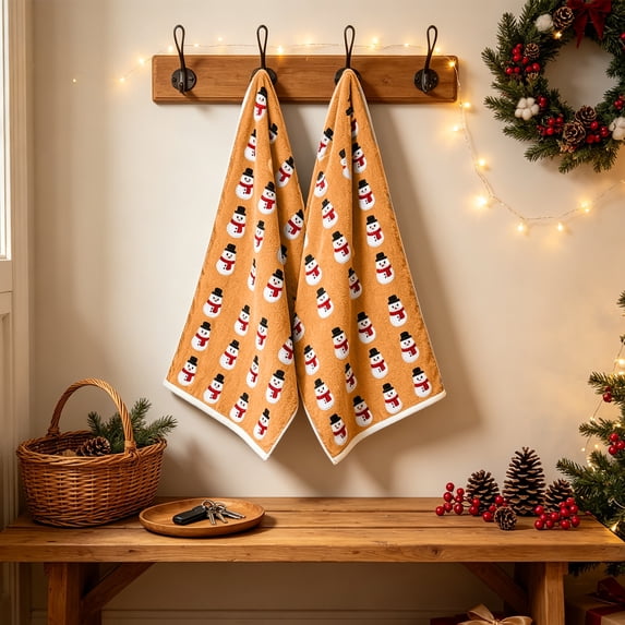2 Pack Christmas Kitchen Towels, Snowman Christmas Hand Towels, Soft Absorbent Holiday Dish Towels for Bathroom Kitchen Decor, Xmas Gift, 15.7 x 23.6 inch