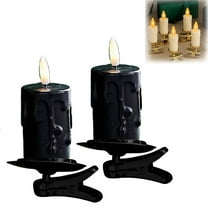 2 Pack Christmas LED Cone-Shaped Festival Clip Candle, Flameless Taper Clip On/Suction Cup Candles for Christmas Tree/Window Candles, Flickering Warm Candle Lights Ornaments, Black