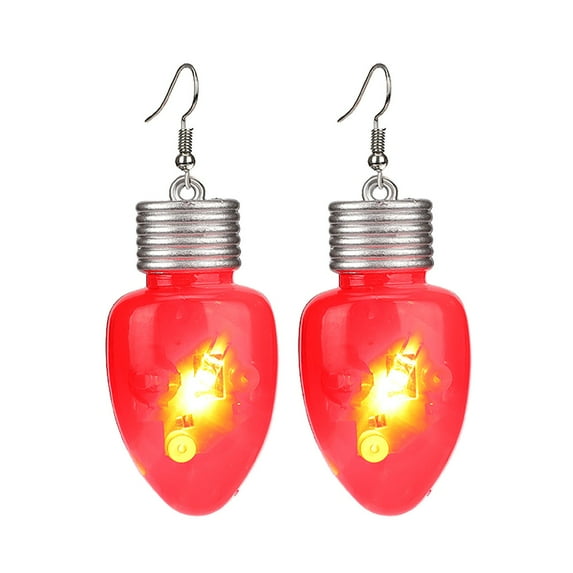 (2 Pack) Christmas Party Earrings - Luminous Light Up Bulb Tree Earrings for Holiday Celebrations - Flashing Festive Accessories for Christmas Party