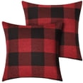 thumbnail image 1 of 2 Pack Christmas Pillow Covers Buffalo Check Plaid Throw Decorative Cushion Case Polyester for Farmhouse Home Decor Red and Black, 18" x 18", 1 of 6