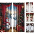 thumbnail image 1 of 2 Pack Christmas Red Snowflake Curtains, Washable Semi Sheer Festive Window Drapes For Living Room Xmas Party Home Decoration, 1 of 6