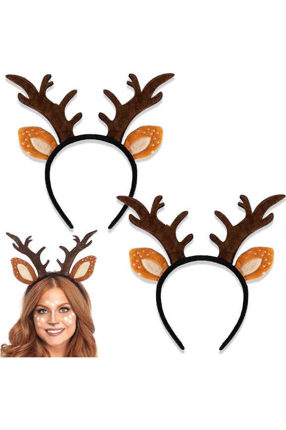 2 Pack Christmas Reindeer Antlers Headbands Christmas Head Boppers Xmas Antler Hair Bands for Xmas Holiday Party Supplies