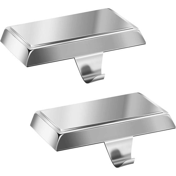 2 Pack Christmas Stocking Holders for Mantle Christmas Stocking Holder for Fireplace Stocking Hooks for Mantle Weighted Stocking Hangers with Protective Pad for Xmas Party Decorations (Silver)