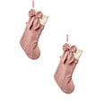 thumbnail image 1 of 2 Pack Christmas Stockings, Retro Bow Holiday Stocking Set for Fireplace Mantel, 18-Inch Stair Railing, Door & Christmas Tree, Cozy Xmas Home Decor Pink, 1 of 6