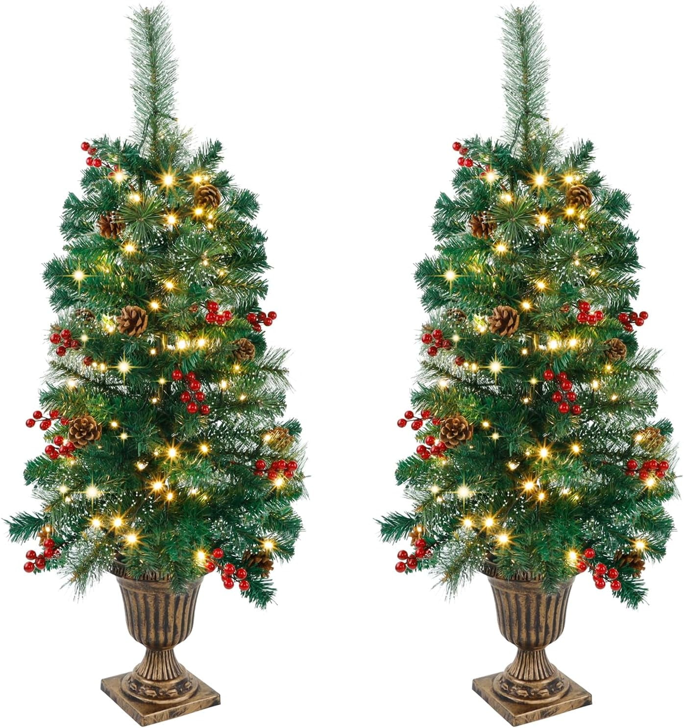 2 Pack Christmas Tree, 3 FT Upgrade Pre-Lit Artificial Spruce Entrance ...