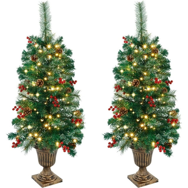 2 Pack Christmas Tree, 3 FT Upgrade PreLit Artificial Spruce Entrance