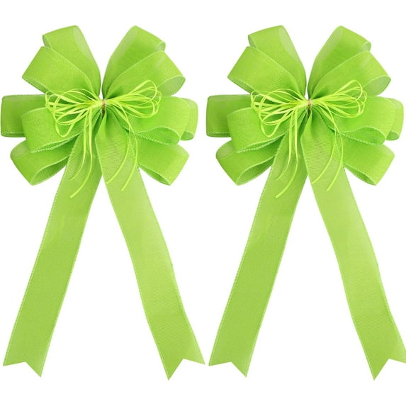 2 Pack Christmas Tree Bows 12x20inch Large Burlap Wreath Bow with Glitter String for Christmas Tree Topper,Home Front Door Decor,Easter Bow, Valentines and Party Decor