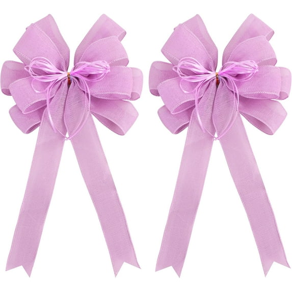 2 Pack Christmas Tree Bows 12x20inch Large Burlap Wreath Bow with Glitter String for Christmas Tree Topper,Home Front Door Decor,Easter Bow, Valentines and Party Decor