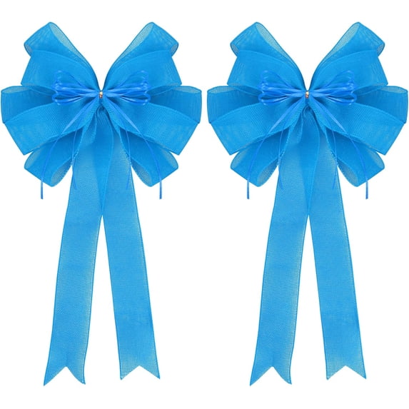 2 Pack Christmas Tree Bows 12x20inch Large Burlap Wreath Bow with Glitter String for Christmas Tree Topper,Home Front Door Decor,Easter Bow, Valentines and Party Decor