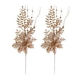 thumbnail image 1 of 2 Pack Christmas Tree Flowers Artificial Poinsettia Stems Plastic Holiday Decor for Xmas Wedding Party Home Decoration in Red Gold Silver Pink Blue Champagne 17 Inch, 1 of 6