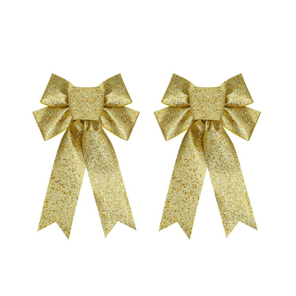 2 Pack Christmas Tree Glitter Bows – Sparkling Star Bow Decorations– Oversized Hanging Ornaments for Holiday Party, Door, Window, Arch Décor