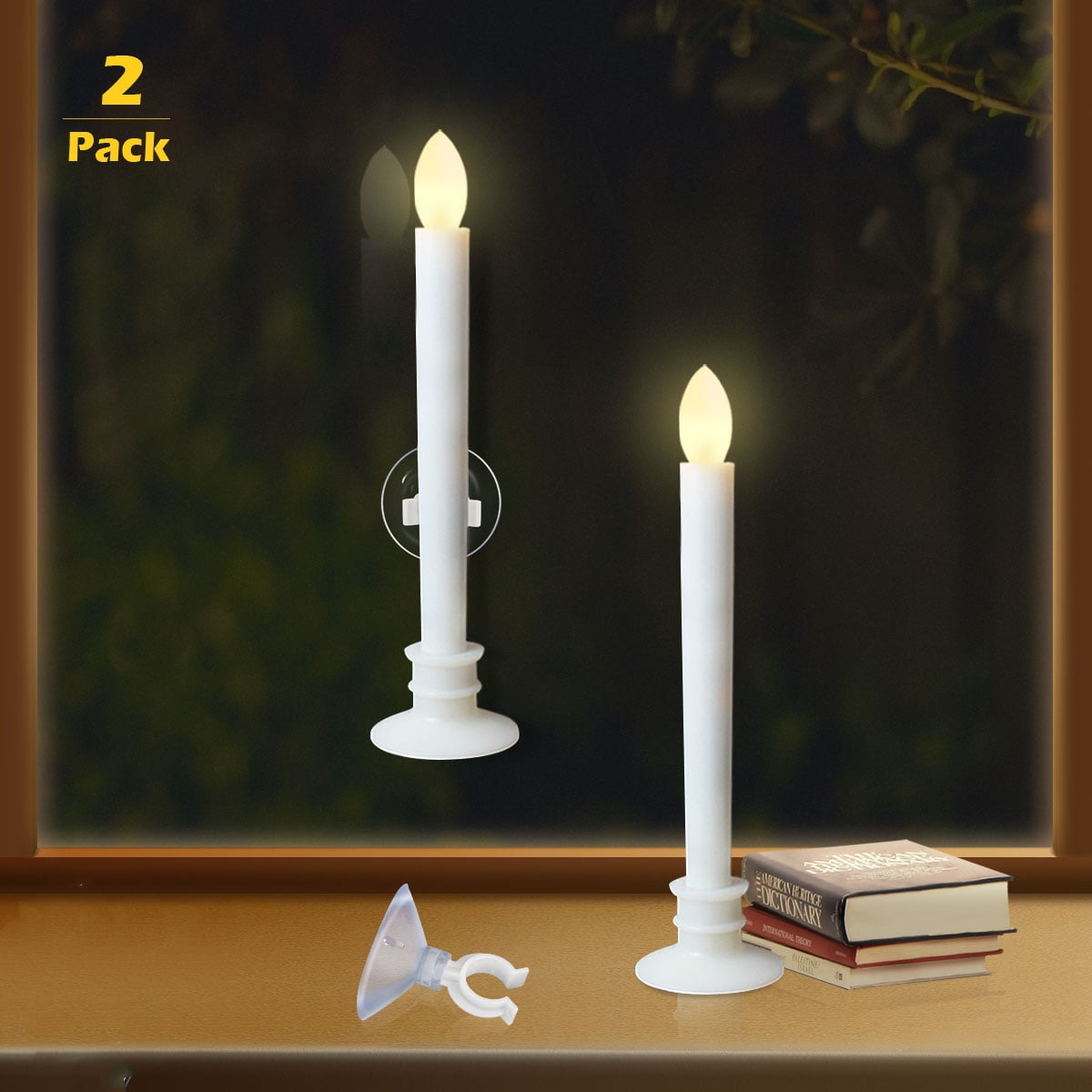 2 Pack Christmas Window Candles Lights Battery Operated Electric LED