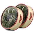 thumbnail image 1 of 2-Pack Christmas Wreath Storage Container 24"- Artificial Christmas Wreath Storage, Solid Handles, Dual Zipper, And Straps, Holiday wreath Storage Bag, Non Woven PVC Clear Top Fabric For Transparency, 1 of 7