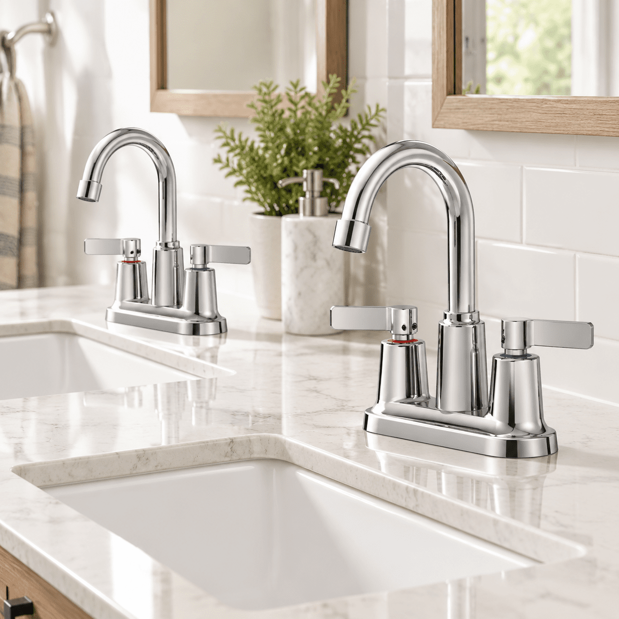 Center Faucet Inlets 2 Pack Chrome 4 Inch Centerset Bathroom Sink Faucet 3 Hole - Walmart.com