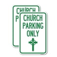 thumbnail image 1 of (2 Pack) Church Parking Only (Cross Symbol) | 12" X 18" Heavy-Gauge Aluminum Sign | Rust Free Aluminum, Weather Resistant, Waterproof, Fade Resistant, 2 Pre-drilled Holes, 1 of 4
