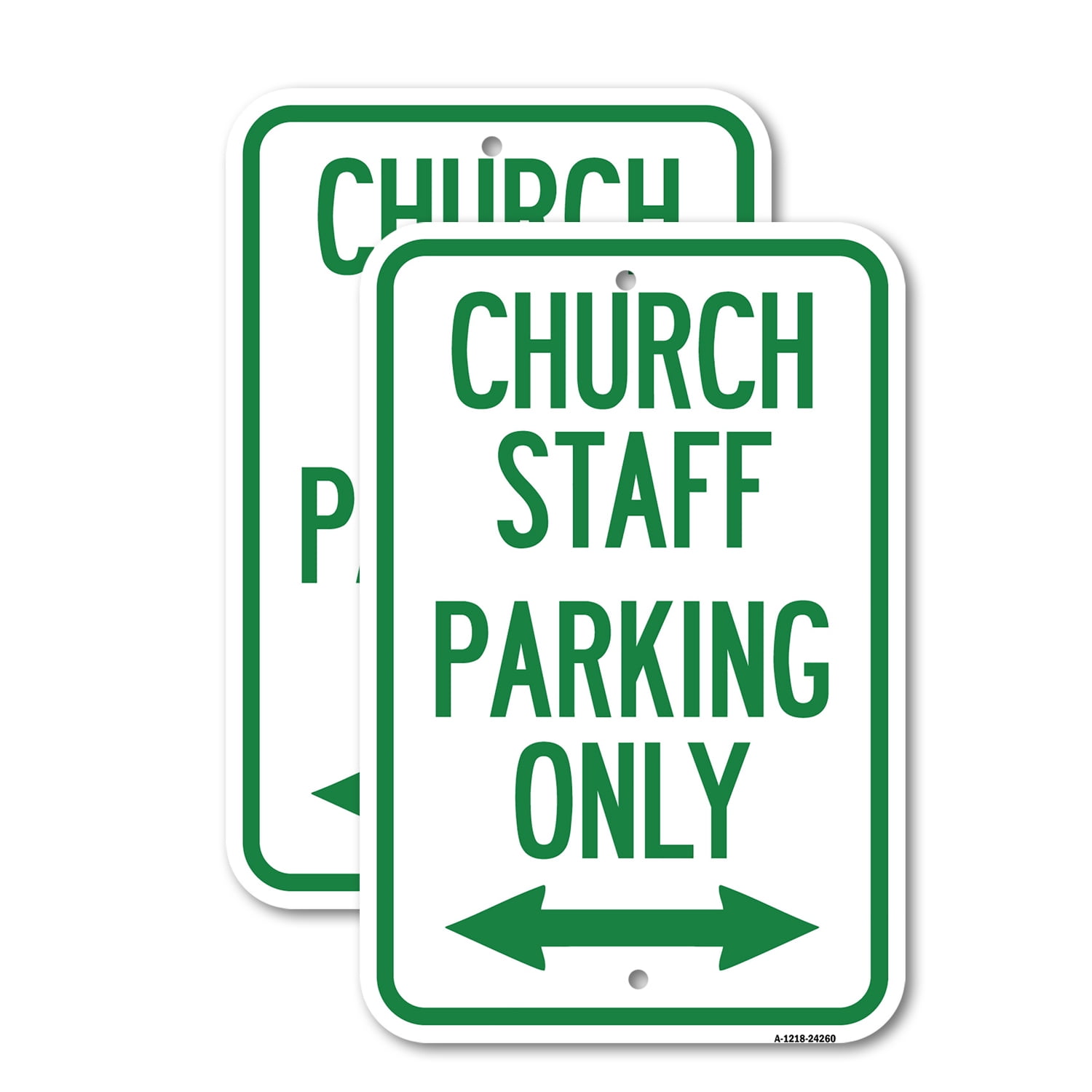 Church Sign Riders (2 Pack) Church Staff Parking Only (With Bidirectional Arrow) | 12