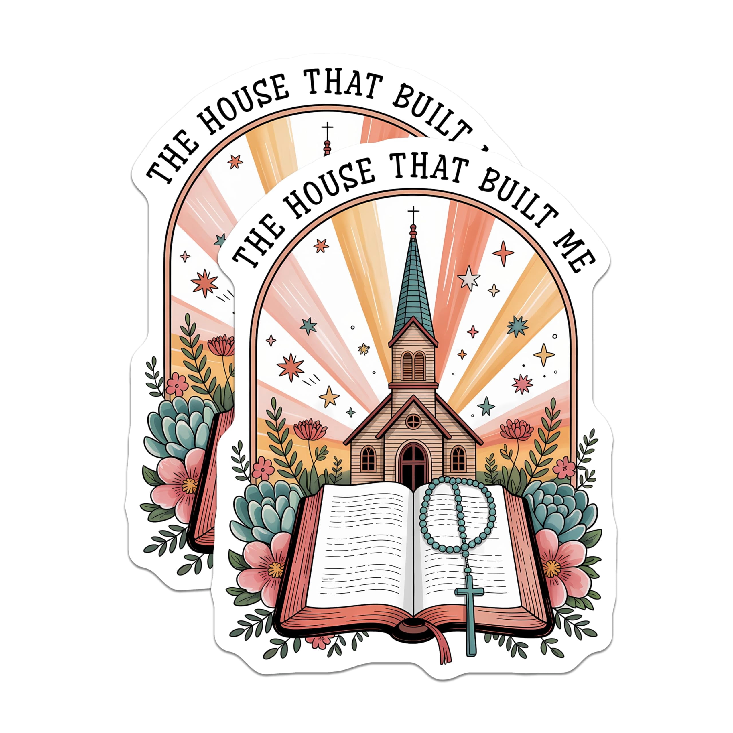 (2 Pack) Church Stickers - Christian Stickers - Religious Decals - 5 ...