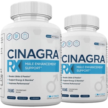 (2 Pack) Cinagra RX Pills for Men, Cinagra RX Supplement Advanced Formula, 120 Count