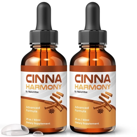 (2 Pack) Cinna Harmony Drops Daily Liquid Formula with a Clean, Natural Blend to Support Natural Flow, Balanced Levels & Healthy Circulation | Convenient for Consistent Use (60 Servings)