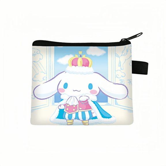 2-Pack Cinnamon Kawaii Anime Mini Wallet Set - Zippered Coin Purse & Polyester Card Holder