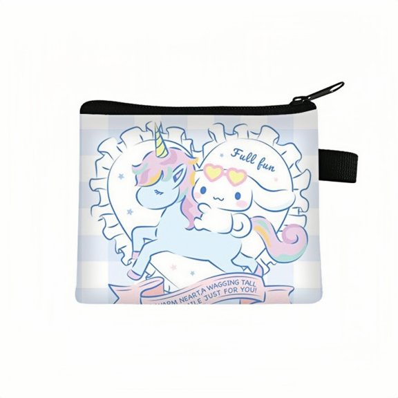 2-Pack Cinnamon Kawaii Anime Mini Wallet Set - Zippered Coin Purse & Polyester Card Holder