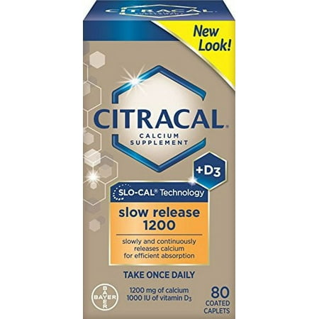 2 Pack - Citracal with Calcium D Slow Release 1200, 80 Coated Caplets Each