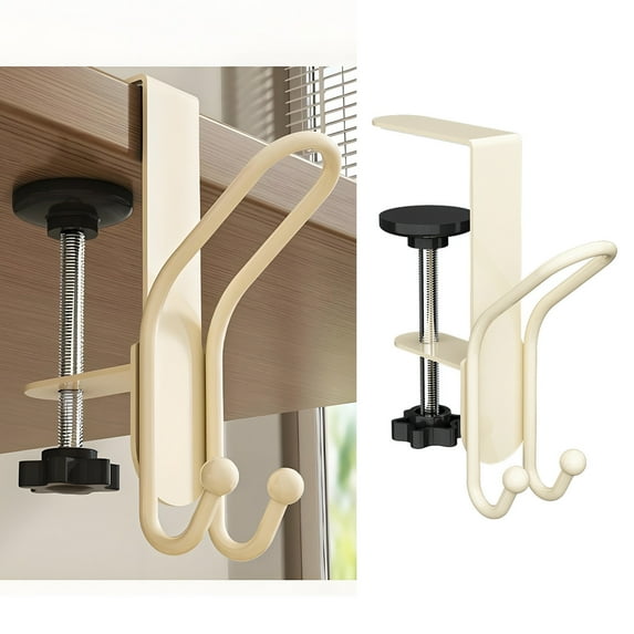 2 Pack Clamp-On Desk Hook Holders – Adjustable Bag & Backpack Hanger for Table, Counter, or Desk – Space-Saving Organizer for Purses, Headphones, & More