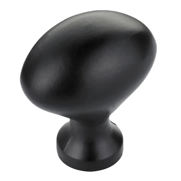2-Pack Classic Football Style Flat Black Cabinet Hardware Knob, 1-3/16 (30mm) Inch Overall Length