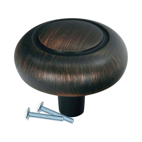 2 Pack Classic Round Bubble Brushed Oil-Rubbed Bronze Cabinet Hardware Knob, 1-1/4" Inch Diameter