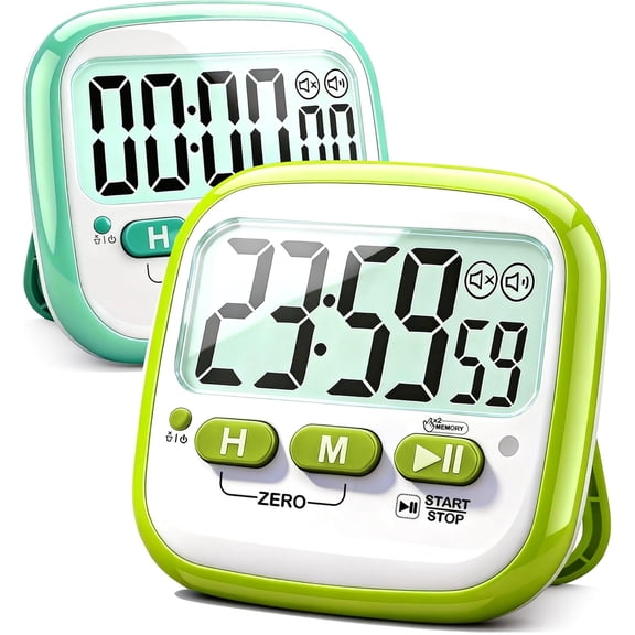 2 Pack Classroom Timers for Kids Teachers, Magnc Countdown Digital for Cooking, Study, Exercise, Games, Time Mangement - Loud/Silent Mode - Battery Included