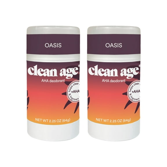 2-Pack Clean Age AHA Deodorant for Teens | Aluminum-Free, Safe for Sensitive Skin | Oasis Scent | 2.5 oz