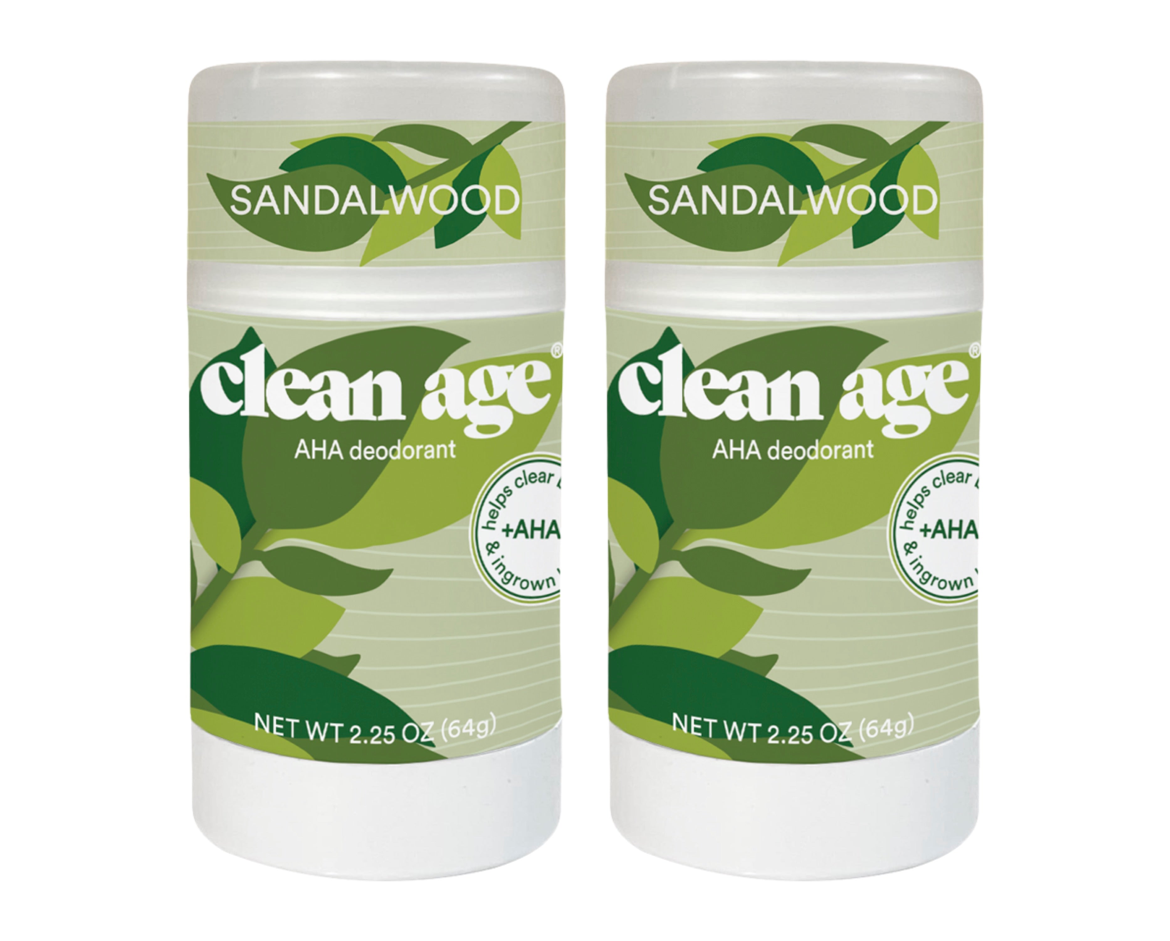 2-Pack Clean Age AHA Deodorant for Teens | Aluminum-Free, Safe for Sensitive Skin | Sandalwood Scent | 2.5 oz
