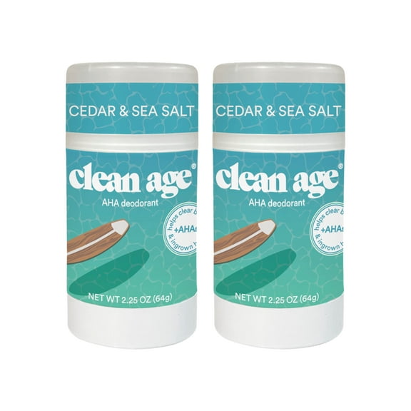 2-Pack Clean Age AHA Deodorant for Teens | Aluminum-Free, Safe for Sensitive Skin | Sea Salt & Cedar Scent | 2.5 oz