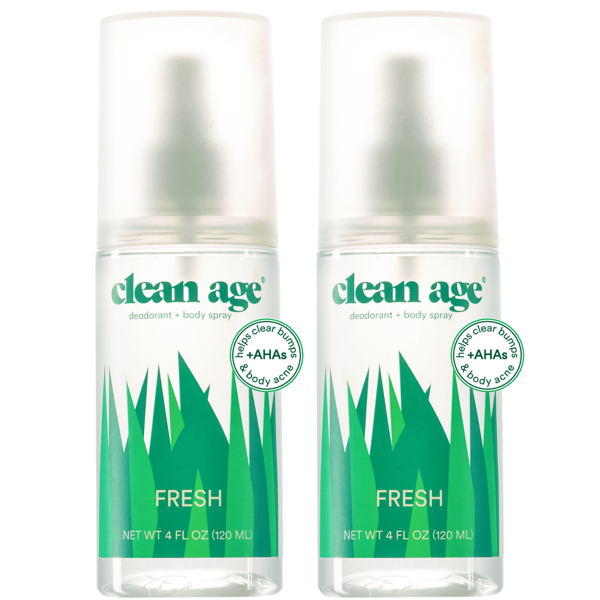 2-Pack Clean Age Aluminum-Free Deodorant & Body Spray for Whole Body (4 oz) Oasis Scent, Body Acne Spray