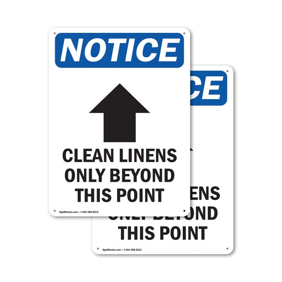 (2 Pack) Clean Linens Only OSHA Notice Sign 7 Inch X 10 Inch Plastic Sign, Weather Resistant, UV Protected for Workplace, Business, and Construction Site, Made in the USA