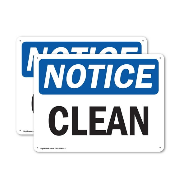 (2 Pack) Clean OSHA Notice Sign 14 Inch X 10 Inch Indoor / Outdoor Rust-Free Aluminum Metal Signs for Workplace, Workshop, and Construction Site, Made in the USA