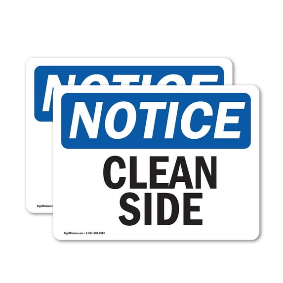 (2 Pack) Clean Side OSHA Notice Sign 14 Inch X 10 Inch Vinyl Label Decal Sticker Weather Resistant, UV Protected for Workplace, Business, and Construction Site, Made in the USA