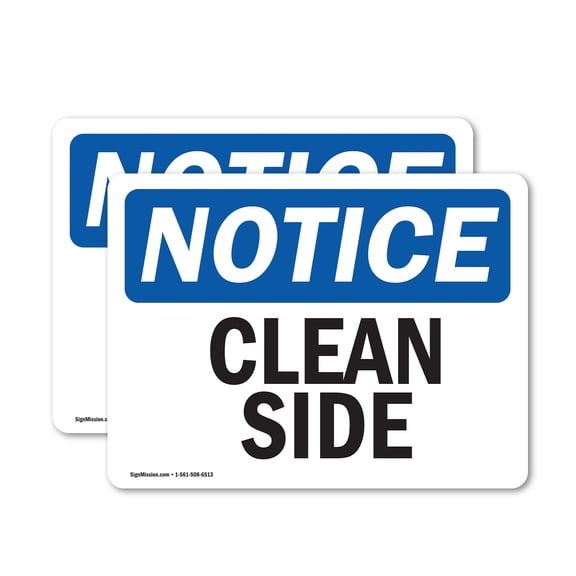 (2 Pack) Clean Side OSHA Notice Sign 14 Inch X 10 Inch Vinyl Label Decal Sticker Weather Resistant, UV Protected for Workplace, Business, and Construction Site, Made in the USA