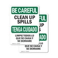 thumbnail image 1 of (2 Pack) Clean Up Spills Bilingual OSHA Be Careful Sign 5 Inch X 7 Inch Vinyl Label Decal Sticker Weather Resistant, UV Protected for Workplace, Business, and Construction Site, Made in, 1 of 7
