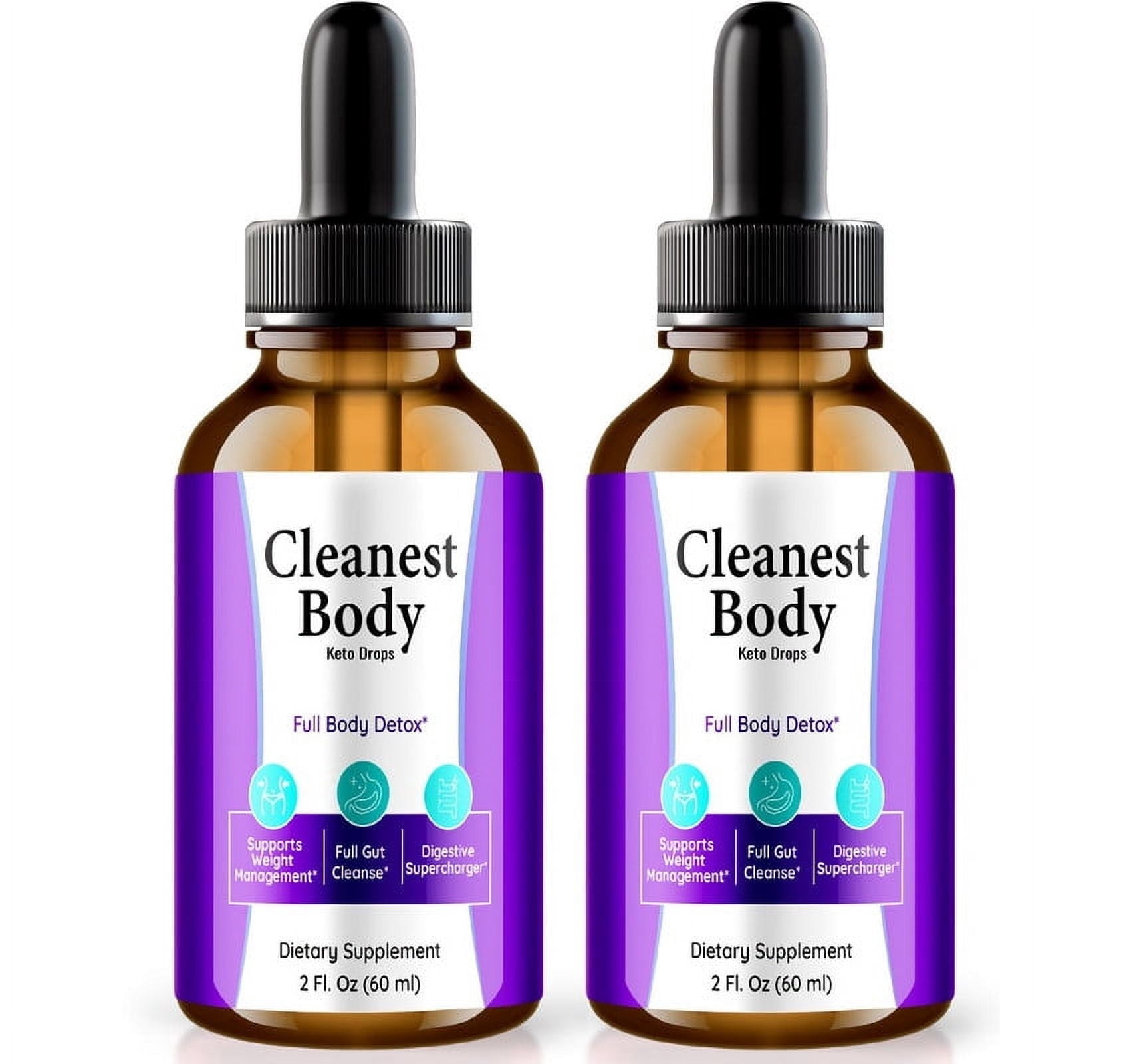 (2 Pack) Cleanest Body Drops, Organic Detox Formula for Overall Health ...