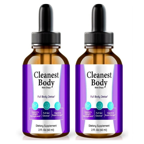(2 Pack) Cleanest Body Drops, Organic Detox Formula for Overall Health, Body Cleaner Liquid Supplement, All Natural Dropper to Support Clean Gut, CleanestBody Review (60 Servings)