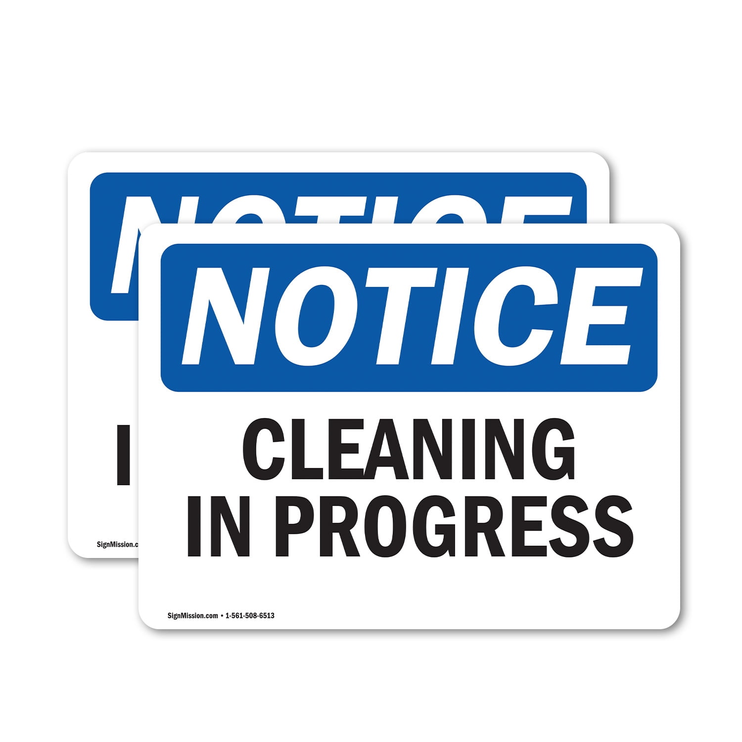 Notice Sign Clean (2 Pack) Cleaning In Progress OSHA Notice Sign 5 Inch X 3.5 Inch Vinyl ...