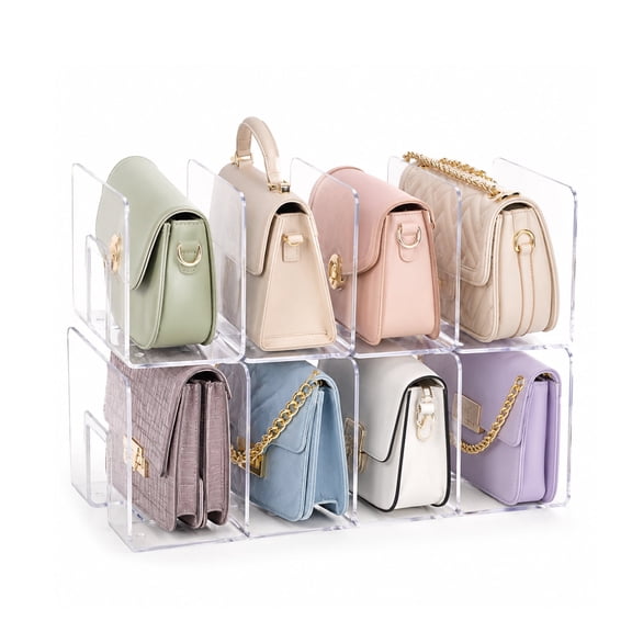2-Pack Clear Acrylic Closet Shelf Dividers, Compartment Organizer for Handbags, Wallets, Pouches and Fashion Accessories