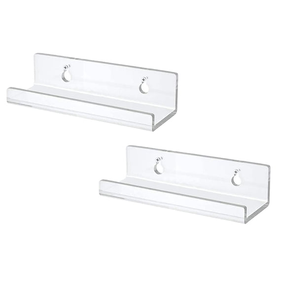 2-Pack Clear Acrylic Vinyl Record Shelf, 4-Inch Wall Mount Album Display Stand, Transparent Record Holder for LPs, CDs, Music Collection, Home or Office Wall Storage