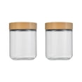 thumbnail image 1 of 2-Pack Clear Borosilicate Glass Food Storage Jars with Wooden Lids, 10.14 and 16.91 fl oz Pantry Canisters, 1 of 6